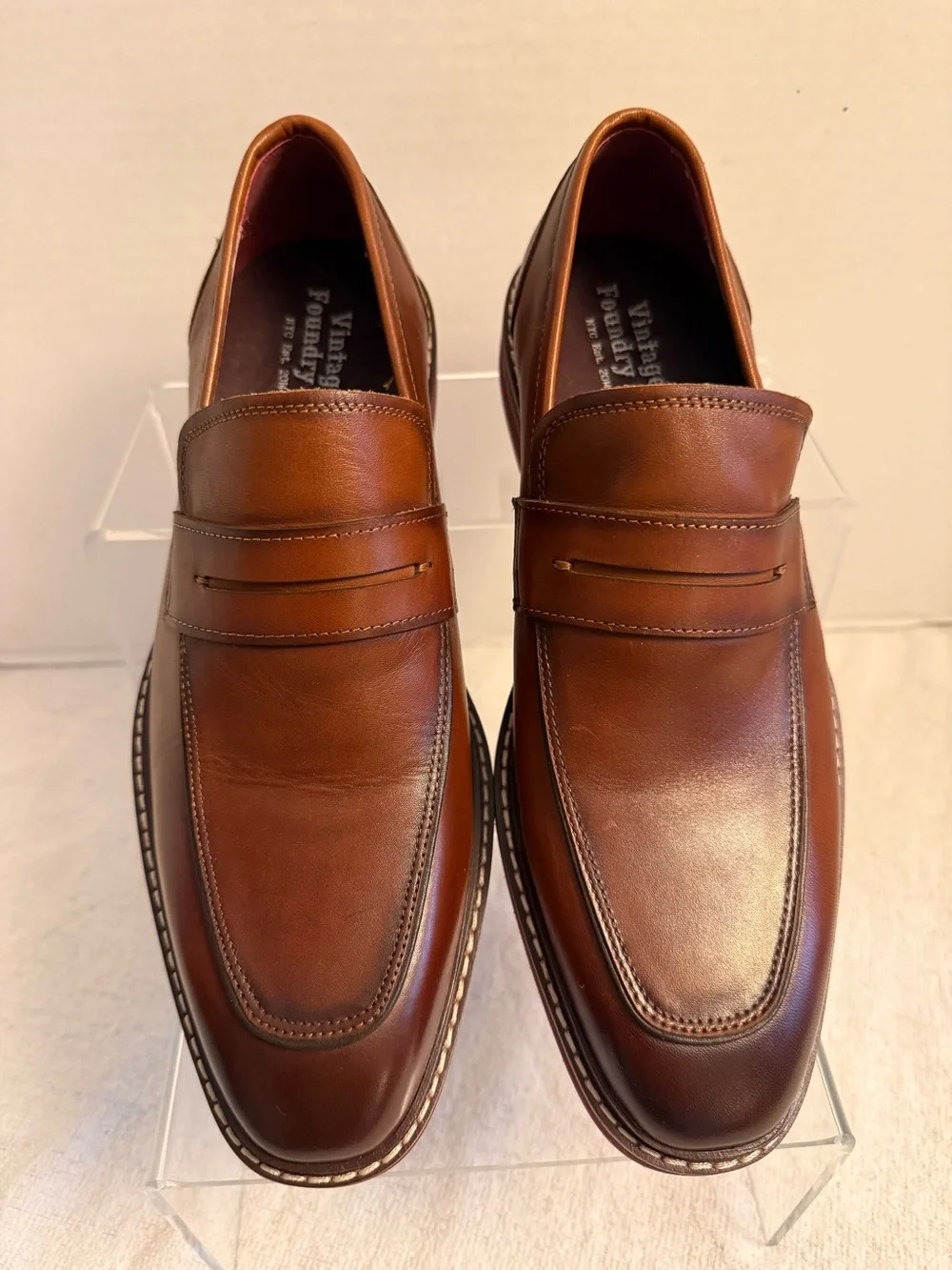Vintage Foundry Co. Brown Penny Loafers – Men’s Size 7.5 Classic Dress Shoes New